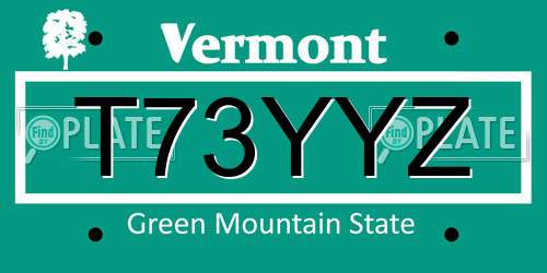 T73YYZ Vermont License Plate
