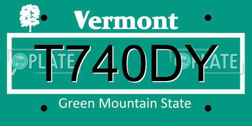 T740DY Vermont License Plate