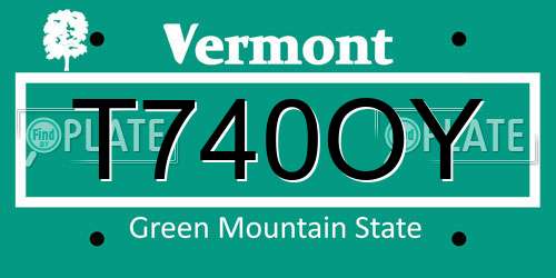 T740OY Vermont License Plate