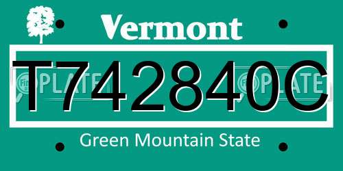 T742840C Vermont License Plate