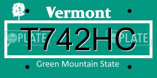 T742HC Vermont License Plate