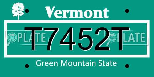 T7452T Vermont License Plate