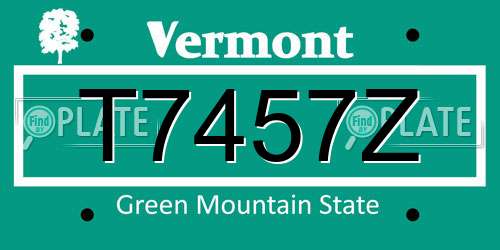 T7457Z Vermont License Plate