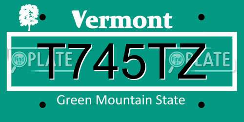 T745TZ Vermont License Plate