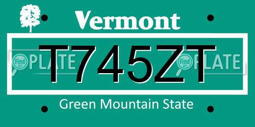 T745ZT Vermont License Plate