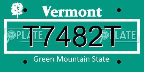T7482T Vermont License Plate