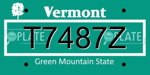T7487Z Vermont License Plate