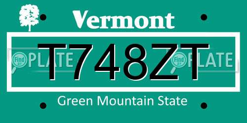 T748ZT Vermont License Plate
