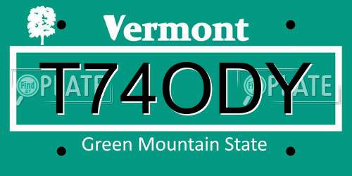 T74ODY Vermont License Plate