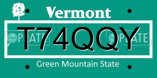 T74QQY Vermont License Plate
