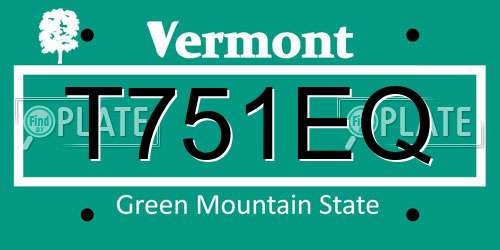T751EQ Vermont License Plate