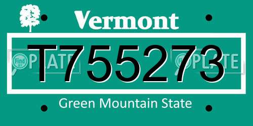 T755273 Vermont License Plate