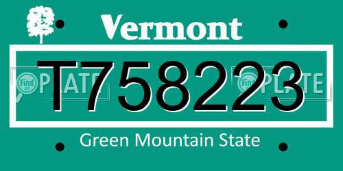 T758223 Vermont License Plate