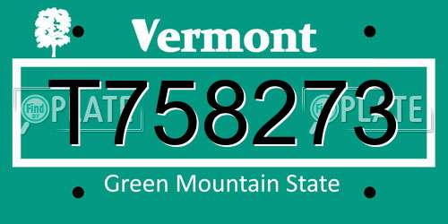 T758273 Vermont License Plate