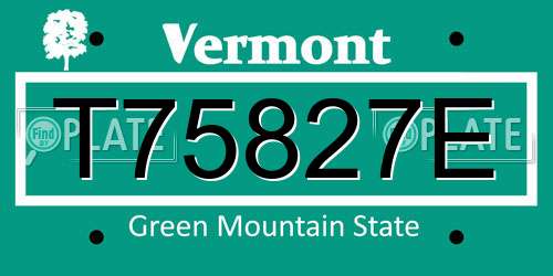 T75827E Vermont License Plate