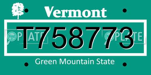 T758773 Vermont License Plate