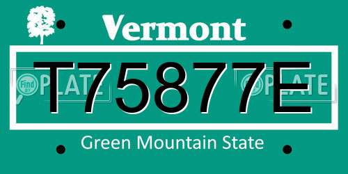 T75877E Vermont License Plate