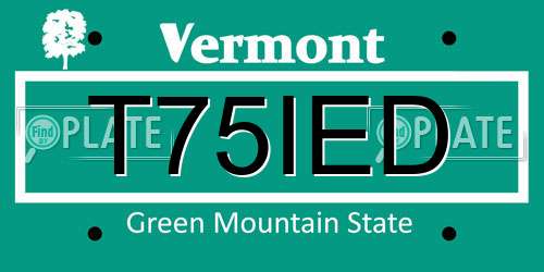 T75IED Vermont License Plate