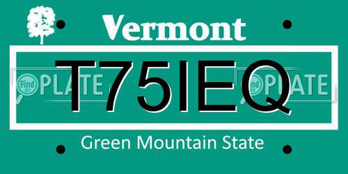 T75IEQ Vermont License Plate