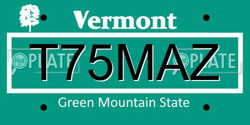 T75MAZ Vermont License Plate