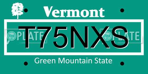 T75NXS Vermont License Plate