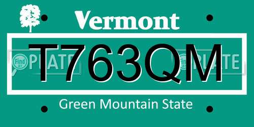 T763QM Vermont License Plate