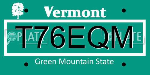 T76EQM Vermont License Plate