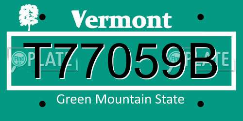 T77059B Vermont License Plate