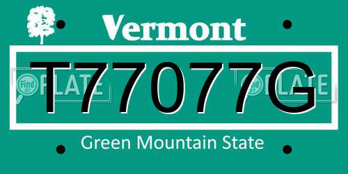 T77077G Vermont License Plate