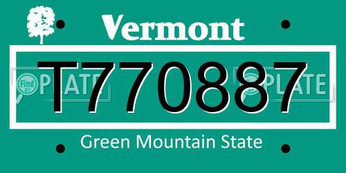 T770887 Vermont License Plate