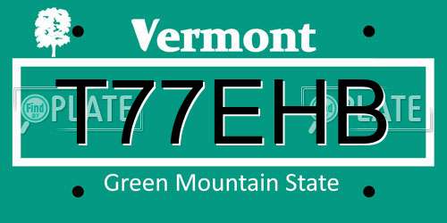 T77EHB Vermont License Plate