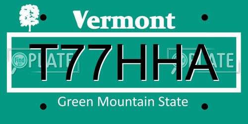 T77HHA Vermont License Plate