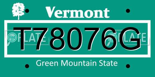 T78076G Vermont License Plate