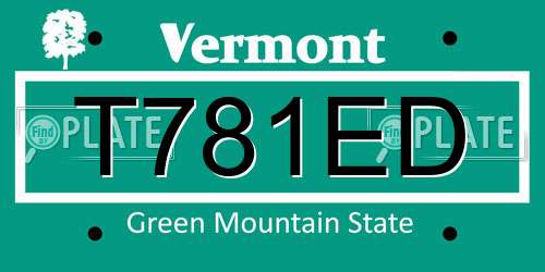 T781ED Vermont License Plate