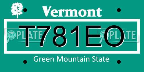 T781EO Vermont License Plate