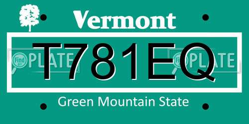 T781EQ Vermont License Plate