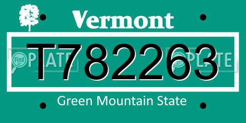 T782263 Vermont License Plate