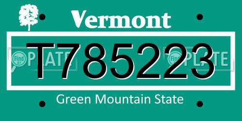 T785223 Vermont License Plate
