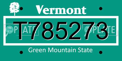 T785273 Vermont License Plate