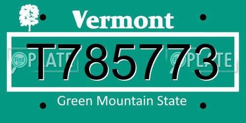 T785773 Vermont License Plate