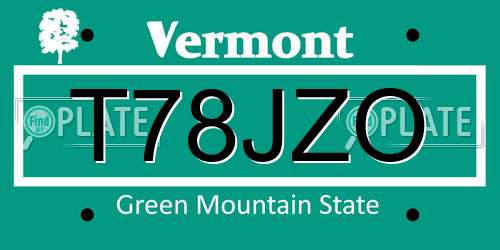 T78JZO Vermont License Plate