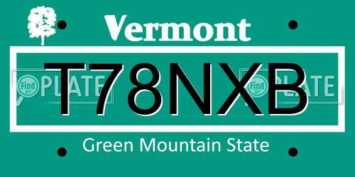 T78NXB Vermont License Plate