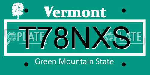 T78NXS Vermont License Plate