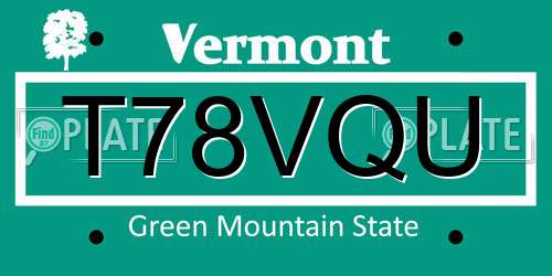 T78VQU Vermont License Plate