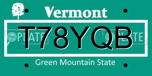 T78YQB Vermont License Plate