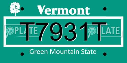 T7931T Vermont License Plate