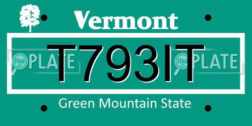 T793IT Vermont License Plate