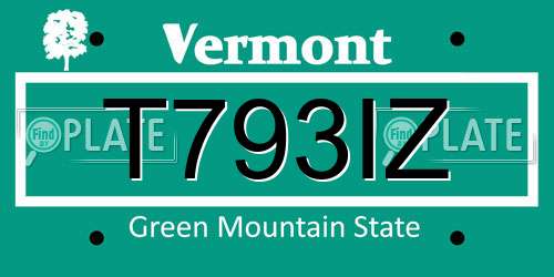 T793IZ Vermont License Plate