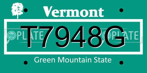 T7948G Vermont License Plate