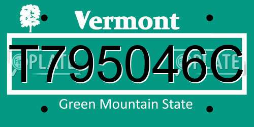 T795046C Vermont License Plate